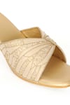 NR By Nidhi Rathi_Gold Embroidery Embellished Open-toe Block Heels _at_Aza_Fashions