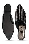 Shop_NR By Nidhi Rathi_Black Studs Embellished Suede Block Heel Mules _at_Aza_Fashions