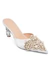 Shop_NR By Nidhi Rathi_White Pearls Embellished Stiletto Heels _Online_at_Aza_Fashions