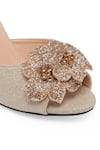 Buy_NR By Nidhi Rathi_Gold Sequins, Fabric Flowers Velvet Embellished Stiletto Sandals 