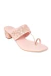 Shop_NR By Nidhi Rathi_Pink Embroidery, Beads Baby Embellished Block Heels _Online_at_Aza_Fashions