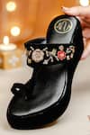 Buy_NR By Nidhi Rathi_Black Embroidery Velvet Embellished Wedge Sandals _at_Aza_Fashions