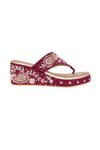 NR By Nidhi Rathi_Maroon Embroidery, Beads Velvet Ethnic Wedge Heels _Online_at_Aza_Fashions