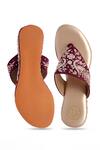 Shop_NR By Nidhi Rathi_Maroon Embroidery, Beads Velvet Ethnic Wedge Heels _at_Aza_Fashions