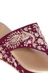 Buy_NR By Nidhi Rathi_Maroon Embroidery, Beads Velvet Ethnic Wedge Heels 