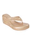 NR By Nidhi Rathi_Gold Embroidery, Beads Embellished Open-toe Wedge Sandals _Online_at_Aza_Fashions