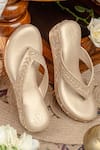 Buy_NR By Nidhi Rathi_Gold Embroidery, Beads Embellished Open-toe Wedge Sandals _at_Aza_Fashions