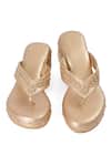 NR By Nidhi Rathi_Gold Embroidery, Beads Embellished Open-toe Wedge Sandals _at_Aza_Fashions