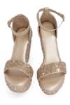 Shop_NR By Nidhi Rathi_Gold Beads, Sequins Embellished Open-toe Wedge Heels _at_Aza_Fashions