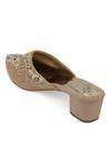Buy_NR By Nidhi Rathi_Beige Pearls, Sequins Suede Embellished Mid-top Heels _Online_at_Aza_Fashions