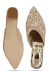 Shop_NR By Nidhi Rathi_Beige Pearls, Sequins Suede Embellished Mid-top Heels _at_Aza_Fashions