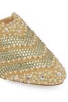 Shop_NR By Nidhi Rathi_Gold Pearls, Rhinestones Embellished Block Heel Mules _Online_at_Aza_Fashions