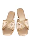 NR By Nidhi Rathi_Gold Beads, Sequins Embellished Block Heel Sandals _Online_at_Aza_Fashions