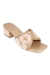 NR By Nidhi Rathi_Gold Beads, Sequins Embellished Block Heel Sandals _at_Aza_Fashions