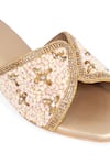 Buy NR By Nidhi Rathi Gold Beads, Sequins Embellished Block Heel Sandals Buy_NR By Nidhi Rathi_Gold Beads, Sequins Embellished Block Heel Sandals