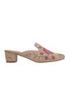 NR By Nidhi Rathi_Pink Embroidery Embellished Block Sandals _Online_at_Aza_Fashions