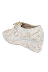Shop_NR By Nidhi Rathi_Silver Embroidery, Pearls Embellished Wedge Party Sandals _Online_at_Aza_Fashions