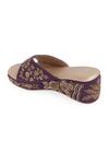 NR By Nidhi Rathi_Purple Embroidery Western Embellished Velvet Wedge Sandals _Online_at_Aza_Fashions