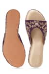 Shop_NR By Nidhi Rathi_Purple Embroidery Western Embellished Velvet Wedge Sandals _at_Aza_Fashions