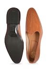 Shop_NR By Nidhi Rathi_Brown Textured Patent Mojaris _at_Aza_Fashions