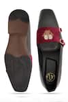 Shop_NR By Nidhi Rathi_Black Embroidery Maroon And Suede Monk Shoes _at_Aza_Fashions
