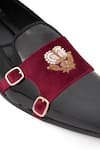 NR By Nidhi Rathi_Black Embroidery Maroon And Suede Monk Shoes _at_Aza_Fashions