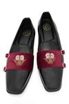 Buy_NR By Nidhi Rathi_Black Embroidery Maroon And Suede Monk Shoes 