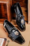 Buy_NR By Nidhi Rathi_Black Embroidery Suede Monk Shoes _at_Aza_Fashions