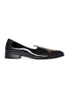 NR By Nidhi Rathi_Black Embroidery Patent Brogues _Online_at_Aza_Fashions