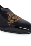 NR By Nidhi Rathi_Black Embroidery Patent Brogues _at_Aza_Fashions