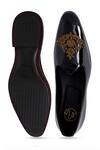 Shop_NR By Nidhi Rathi_Black Embroidery Patent Brogues _at_Aza_Fashions