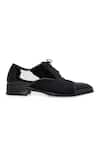 NR By Nidhi Rathi_Black Glossy Textured Suede Derbys _Online_at_Aza_Fashions