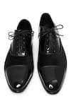 NR By Nidhi Rathi_Black Glossy Textured Suede Derbys _at_Aza_Fashions