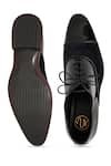 Shop_NR By Nidhi Rathi_Black Glossy Textured Suede Derbys _at_Aza_Fashions