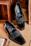Buy_NR By Nidhi Rathi_Black Glossy Patent Monk Shoes _at_Aza_Fashions