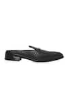 NR By Nidhi Rathi_Black Textured Patent Flatforms _Online_at_Aza_Fashions