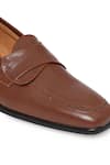 NR By Nidhi Rathi_Tan Patent Slip On Loafers _at_Aza_Fashions