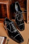 Buy_NR By Nidhi Rathi_Black Glossy Patent Derby Shoes _at_Aza_Fashions