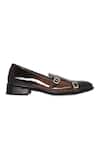 NR By Nidhi Rathi_Brown Buckles Patent Monk Shoes _Online_at_Aza_Fashions
