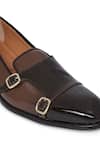 NR By Nidhi Rathi_Brown Buckles Patent Monk Shoes _at_Aza_Fashions