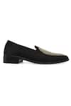 NR By Nidhi Rathi_Black Embroidery Colourblocked Suede Mid-top Derbys _Online_at_Aza_Fashions