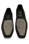 NR By Nidhi Rathi_Black Embroidery Colourblocked Suede Mid-top Derbys _at_Aza_Fashions