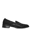 NR By Nidhi Rathi_Black Embroidery Colourblocked Suede Slip-on Derbys _Online_at_Aza_Fashions
