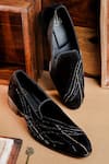 Buy_NR By Nidhi Rathi_Black Embroidery Colourblocked Suede Slip-on Derbys _at_Aza_Fashions