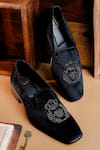 Buy_NR By Nidhi Rathi_Black Suede Slip-on Loafers _at_Aza_Fashions