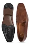 Shop_NR By Nidhi Rathi_Tan Textured Patent Slip-on Loafers _at_Aza_Fashions