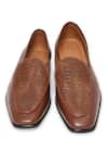 Buy_NR By Nidhi Rathi_Tan Textured Patent Slip-on Loafers 