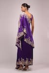 Shop_Anamika Khanna_Purple Embroidery Round Neck Draped Skirt Set _at_Aza_Fashions