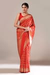 Buy_Samyukta Singhania_Red Jaal Weave Banarasi Silk Saree With Running Blouse _Online_at_Aza_Fashions