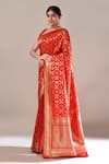 Shop_Samyukta Singhania_Red Jaal Weave Banarasi Silk Saree With Running Blouse _Online_at_Aza_Fashions